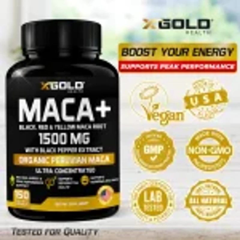 X Gold Health Organic Maca + Black Yellow Red Maca Root Strongest 1500 mg 150 capsules - Thumbnail 3