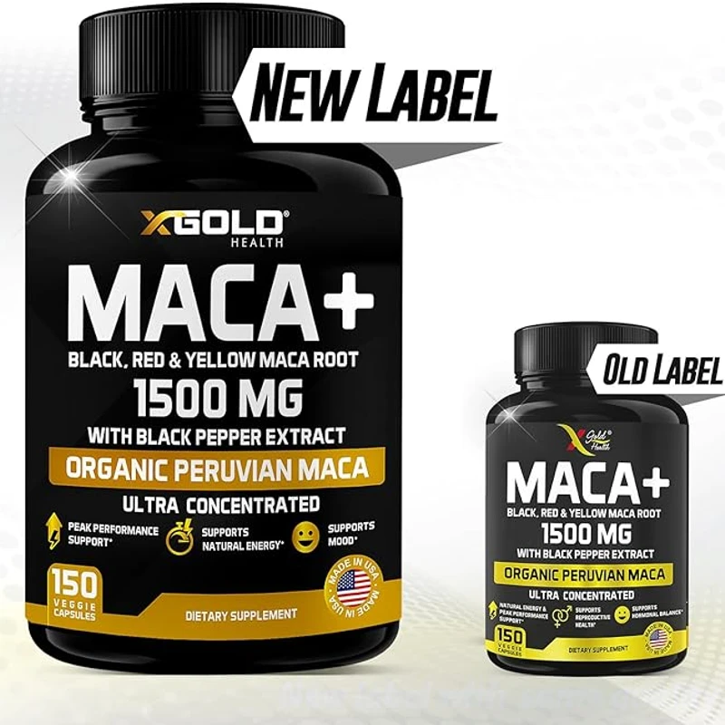 X Gold Health Organic Maca + Black Yellow Red Maca Root Strongest 1500 mg 150 capsules - Thumbnail 6
