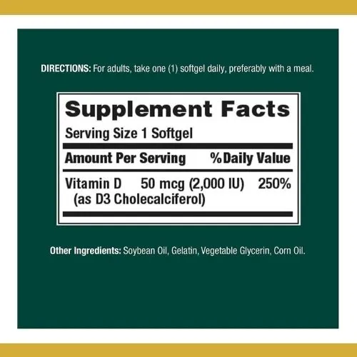 Nature's Bounty D3 50 mcg (2000 IU) 150 Softgels