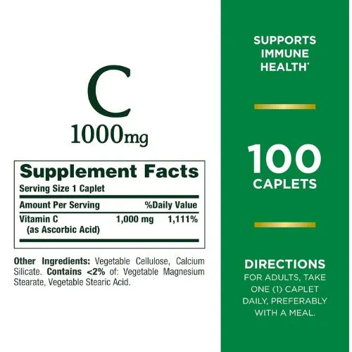 Nature's Bounty Vitamin C 1000mg (100 Tablets) | Made in USA. Available in Bangladesh