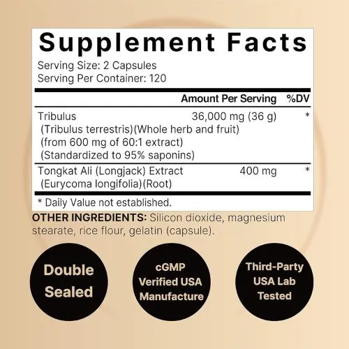 Naturebell Tribulus Terrestris 36,000mg with Tongkat Ali 400mg for Men (240 Capsules) | Best Price in Bangladesh