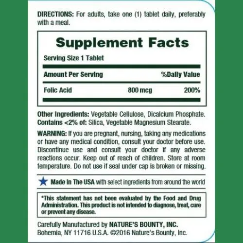 Nature's Bounty, Folic Acid 800 mcg (250 Tablets) in Bangladesh