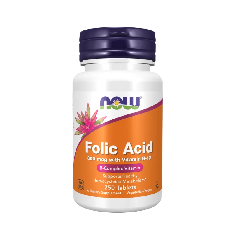 Now Foods Folic Acid 800 mcg with Vitamin B-12 250 Tablets