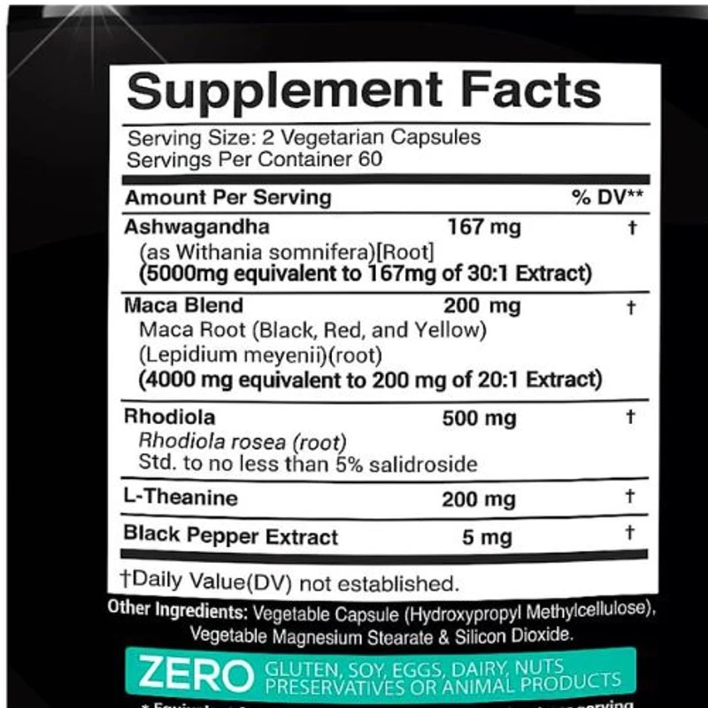 X Gold Health Ashwagandha & Maca Root Black Extract plus, Rhodiola Rosea & L-Theanine (120 Capsules) In Bangladesh