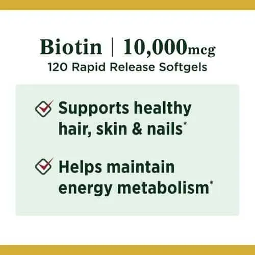 Nature's Bounty Biotin 10,000 mcg 120 Capsules in Bangladesh - Thumbnail 3