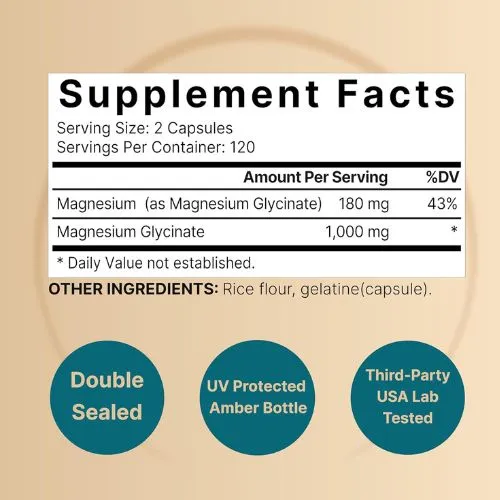 Naturebell Magnesium Glycinate 1000mg (240 Capsules) in Bangladesh | 3rd Party Tested