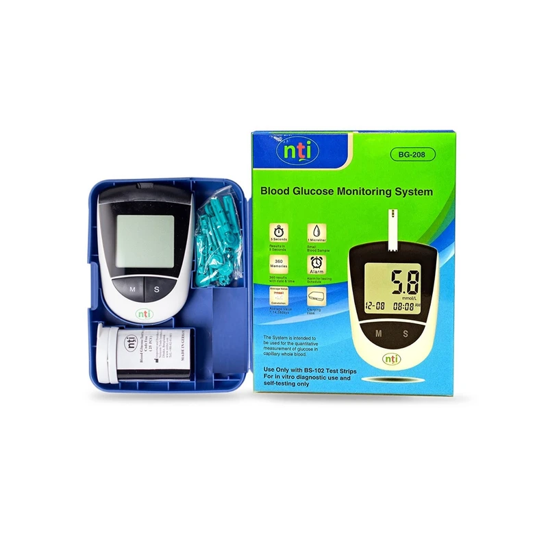 Germany Diabetes Test Machine NTI BGM-208/BGM-202 Glucometer Blood Glucose Test Kit Meter Monitoring System