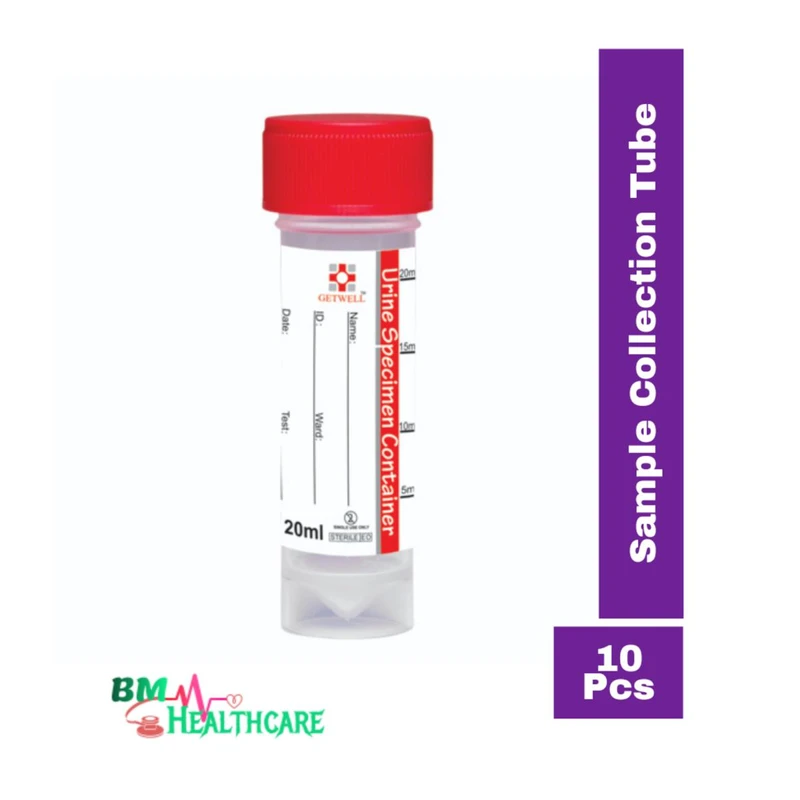 10 Pcs Getwell Urine Sample Collection Plastic Tube 20 ml Container