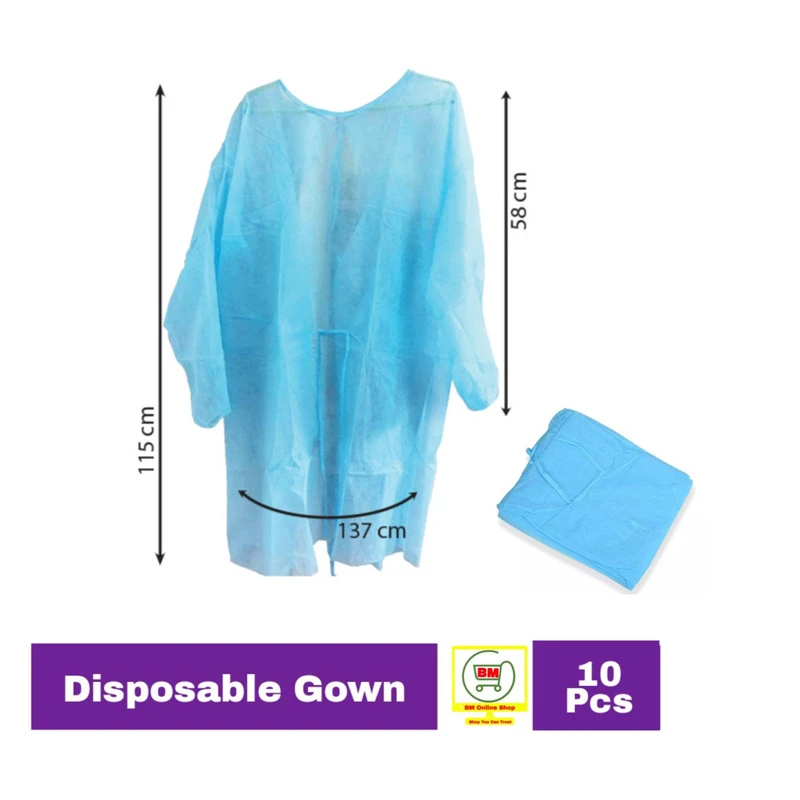 10 Pcs Non Oven Disposable Medical Surgical Gown Isolation OT Apron