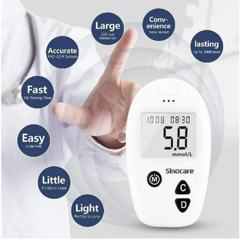 Sinocare Safe-Accu Blood Glucose Meter Diabetic Machine