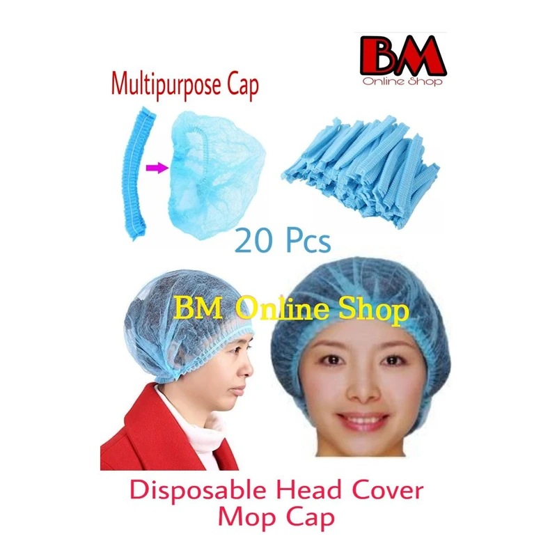 100 Pcs Cooking Kitchen Multipurpose Head Cover Hair Net Senga Bouffant Mop Clip - Medical Anti Dust Tissue Mob Cap