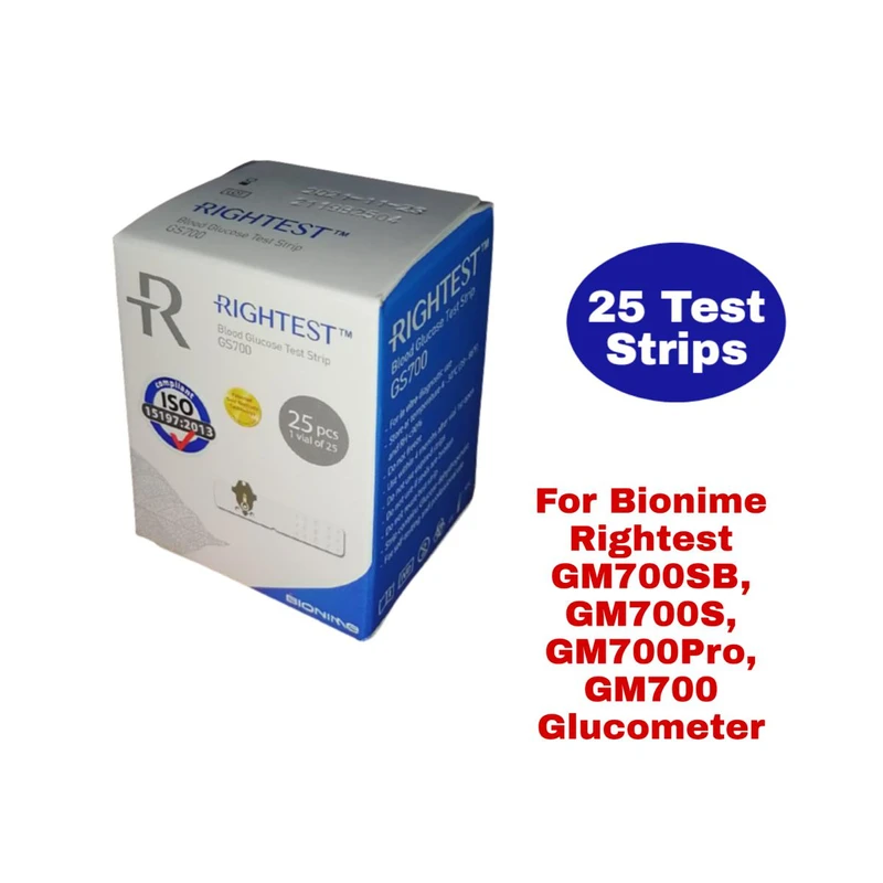 25 Test Strip GS700 for Bionime Rightest GM700SB , GM700S , GM700 , GM700 Pro Glucometer Blood Glucose Meter - Diabetes Test Machine Monitoring System