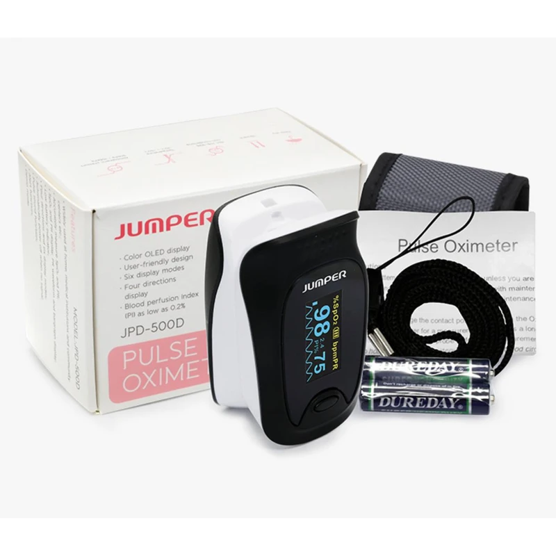 Jumper Fingertip Pulse Oximeter Digital Model JPD 500D OLED For Mesuring Oxygen Saturation & Heart Rate, Global Version- Germany (Made in China)