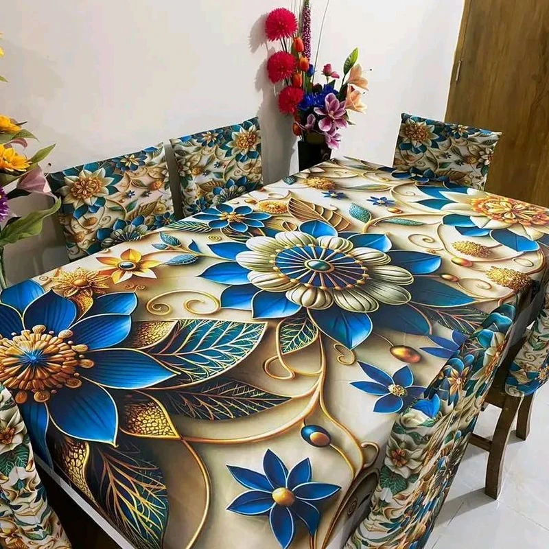 3D Bed Sheet + Dining Table Cover Combo -71