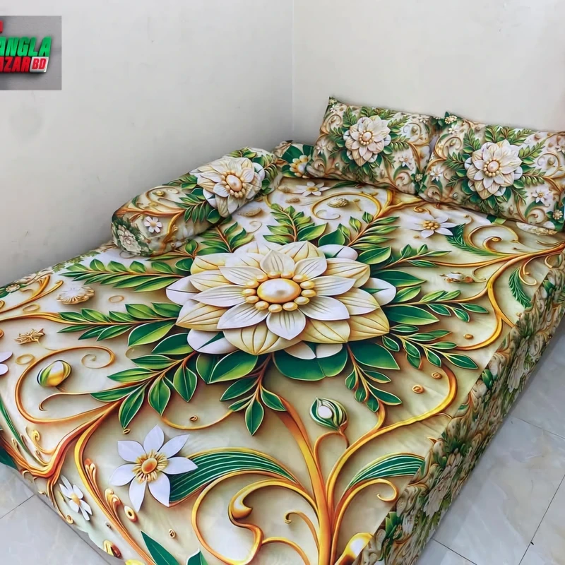 3D Bed Sheet + Dining Table Cover Combo -70