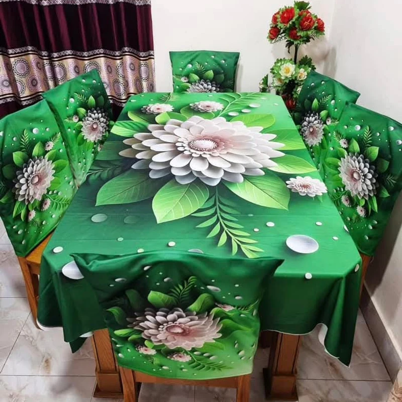 3D Bed Sheet + Dining Table Cover Combo -62