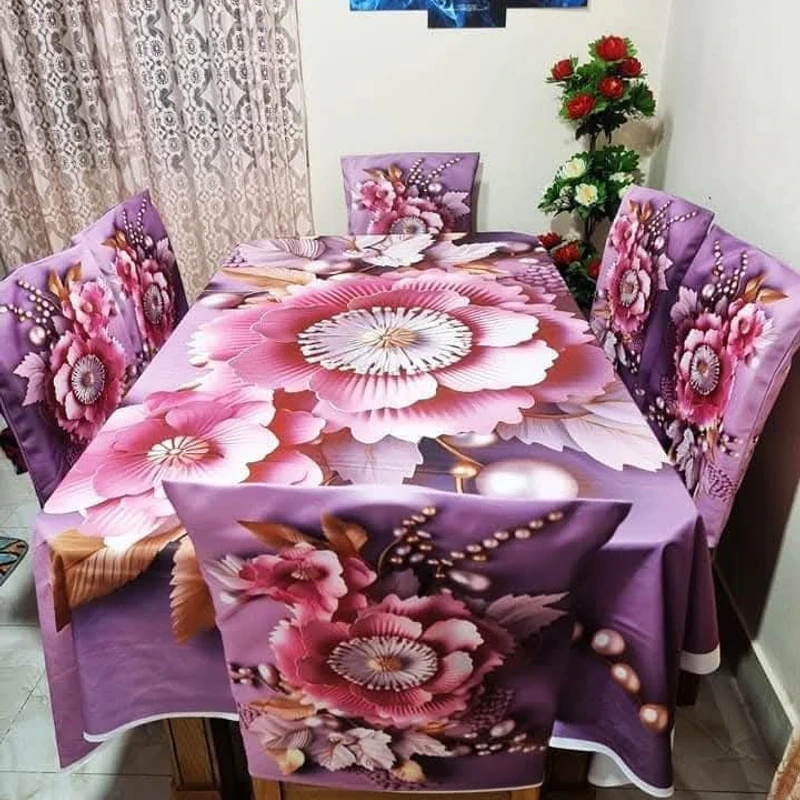 3D Bed Sheet + Dining Table Cover Combo -05