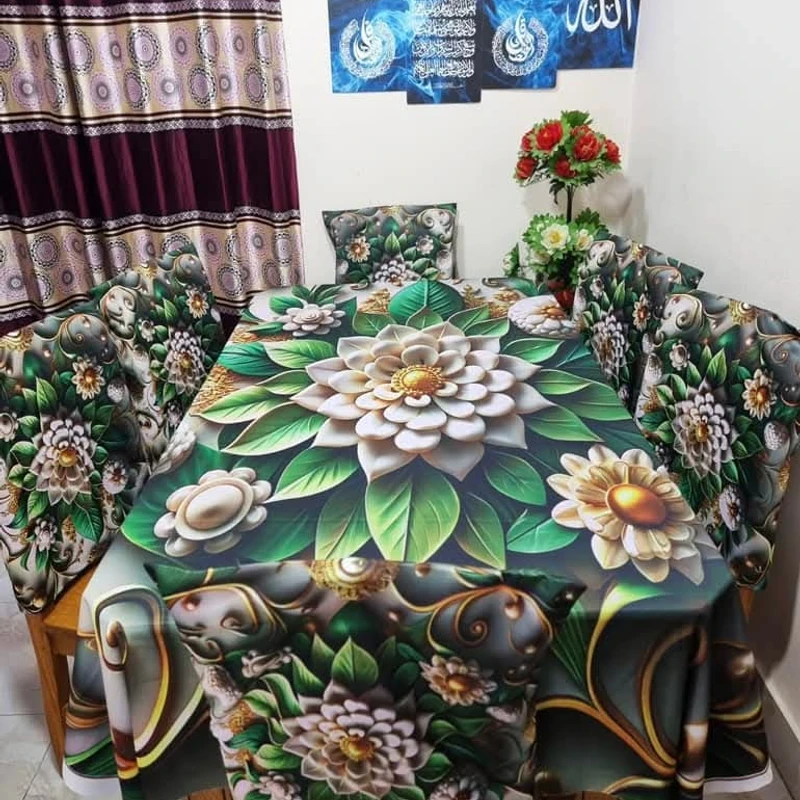 3D Bed Sheet + Dining Table Cover Combo -56