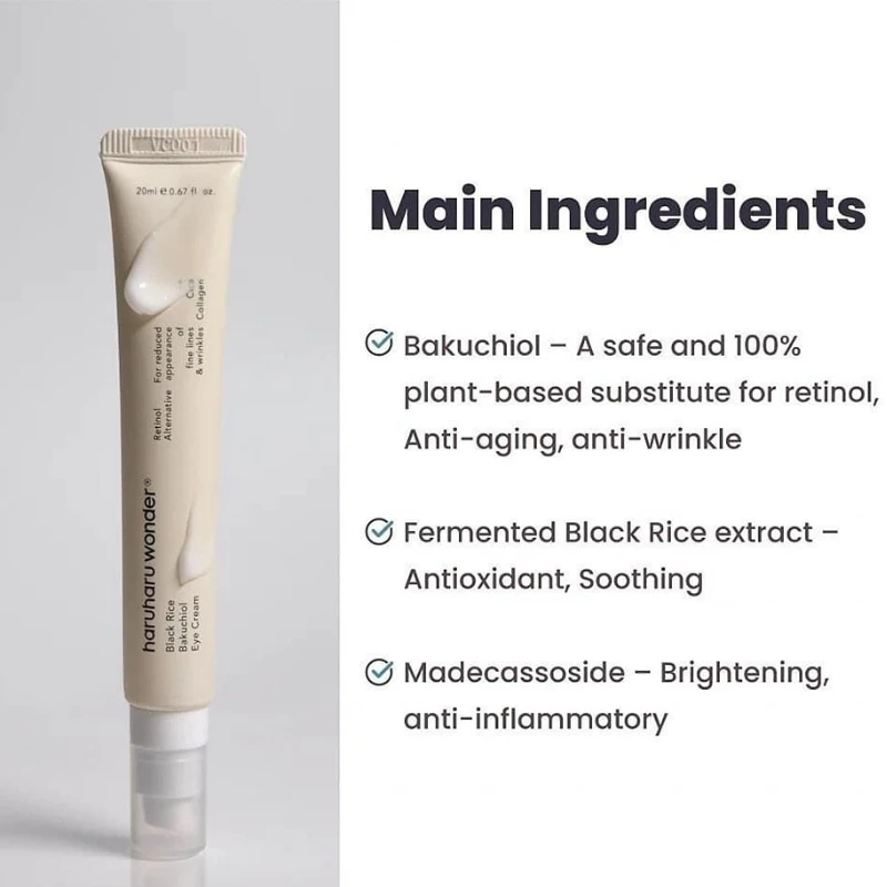 HaruHaru Wonder Black Rice Bakuchiol Eye Cream - 20ml - Image 6