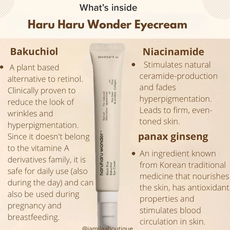 HaruHaru Wonder Black Rice Bakuchiol Eye Cream - 20ml - Image 7
