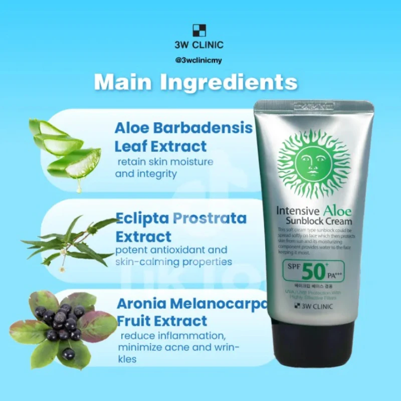 3W Clinic Intensive Aloe Sunblock Cream SPF 50+ PA+++