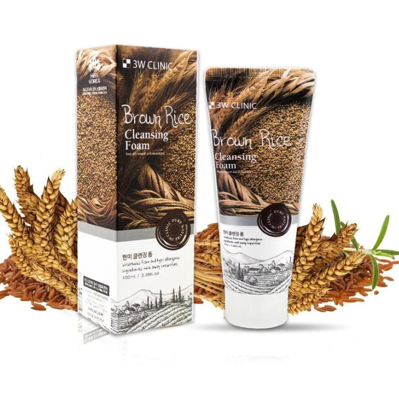 3w clinic cleansing foam brown rice - 100 ml