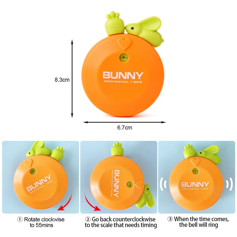 Cute Bunny Mechanical Timer (Orange) - Image 3