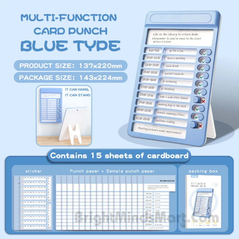 Self-Discipline Multifunctional Schedule & Habit Tracker (Blue) - Image 3