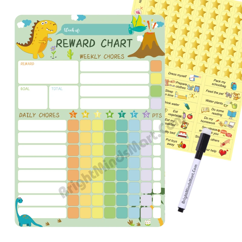 Magnetic Reward Chart for Kids (Dinosaur Theme)