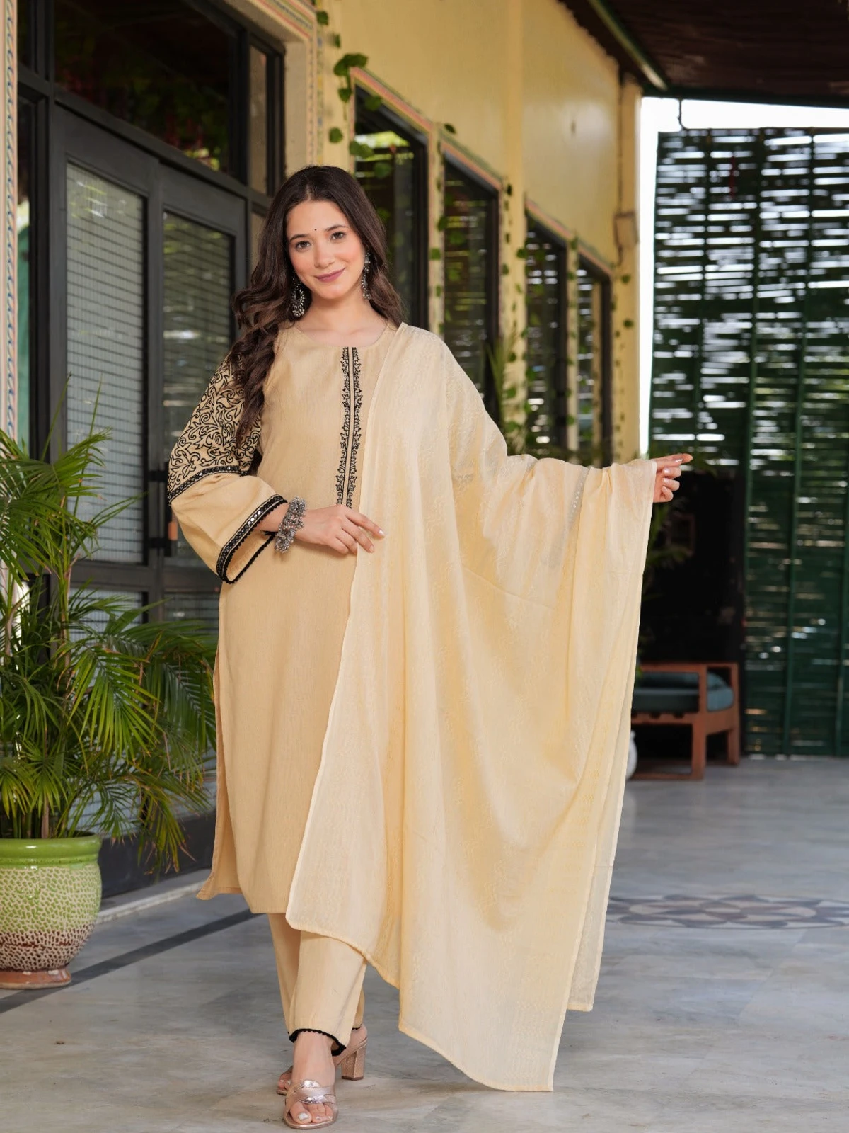 Beige Cotton Suit