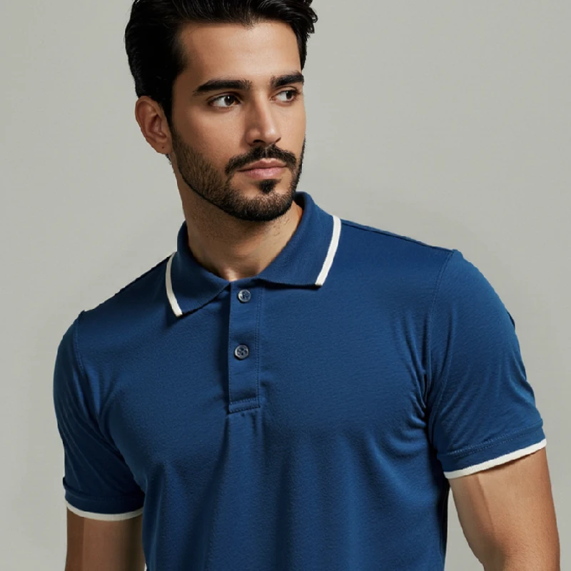 Pique Half Sleeve Polo For Men - Teal