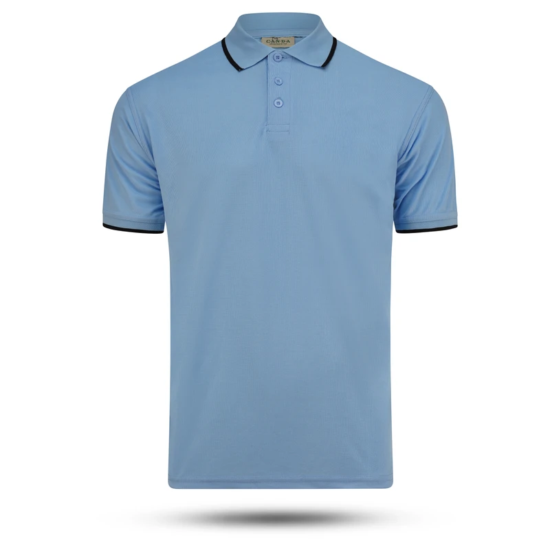 Pique Half Sleeve Polo For Men -Sky Blue - Image 3