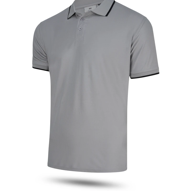 Pique Half Sleeve Polo For Men - Ash