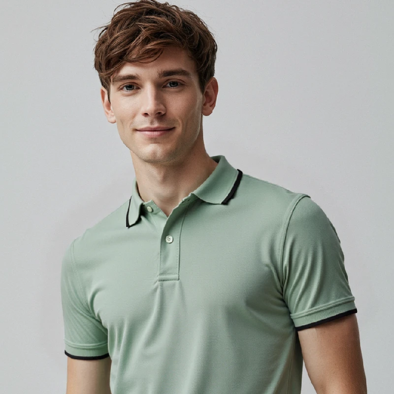 Pique Half Sleeve Polo For Men - Sea Green