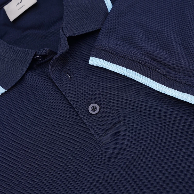 Pique Half Sleeve Polo For Men - Navy Blue - Image 4