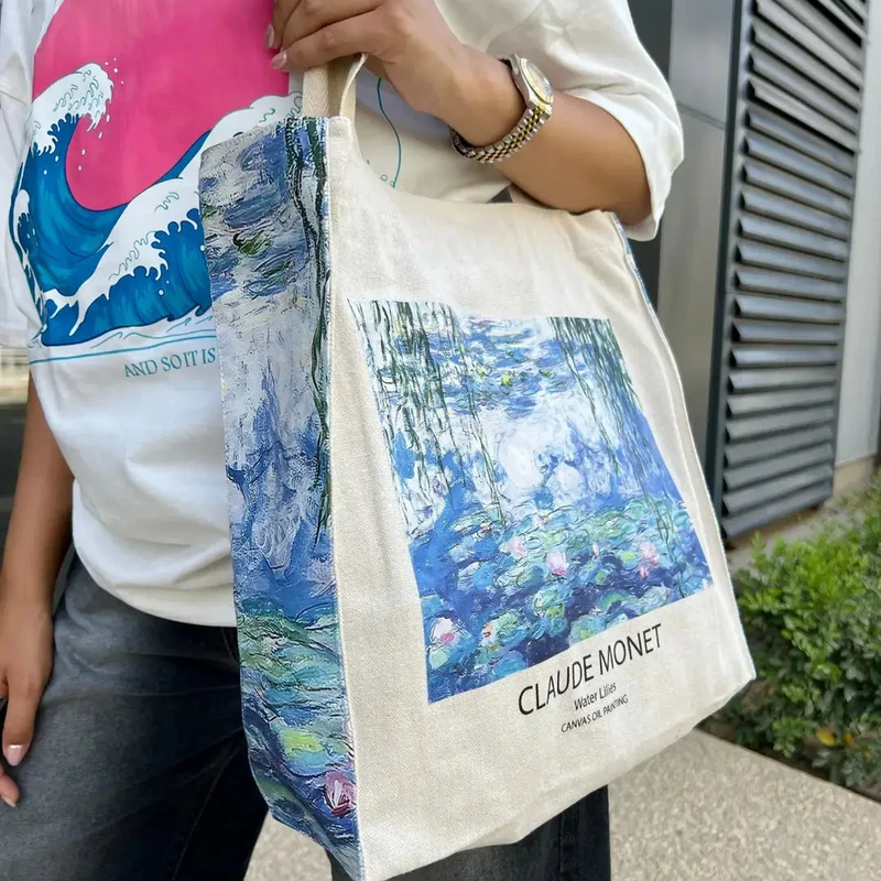 Claude Monet Water Lilies - Artsy Tote Bag - Thumbnail 6