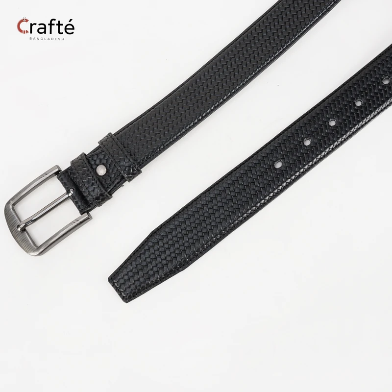 Axton Casual Leather Belt Pati Black - Image 3