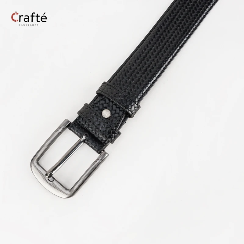 Axton Casual Leather Belt Pati Black - Image 4