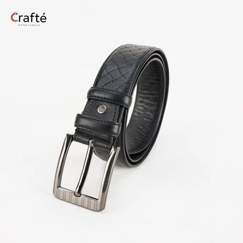 Axel Cross Line Pattern Belt | Black