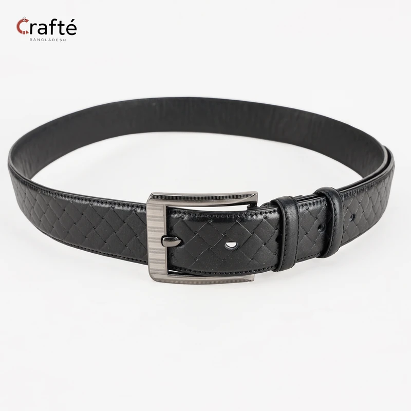 Axel Cross Line Pattern Belt | Black