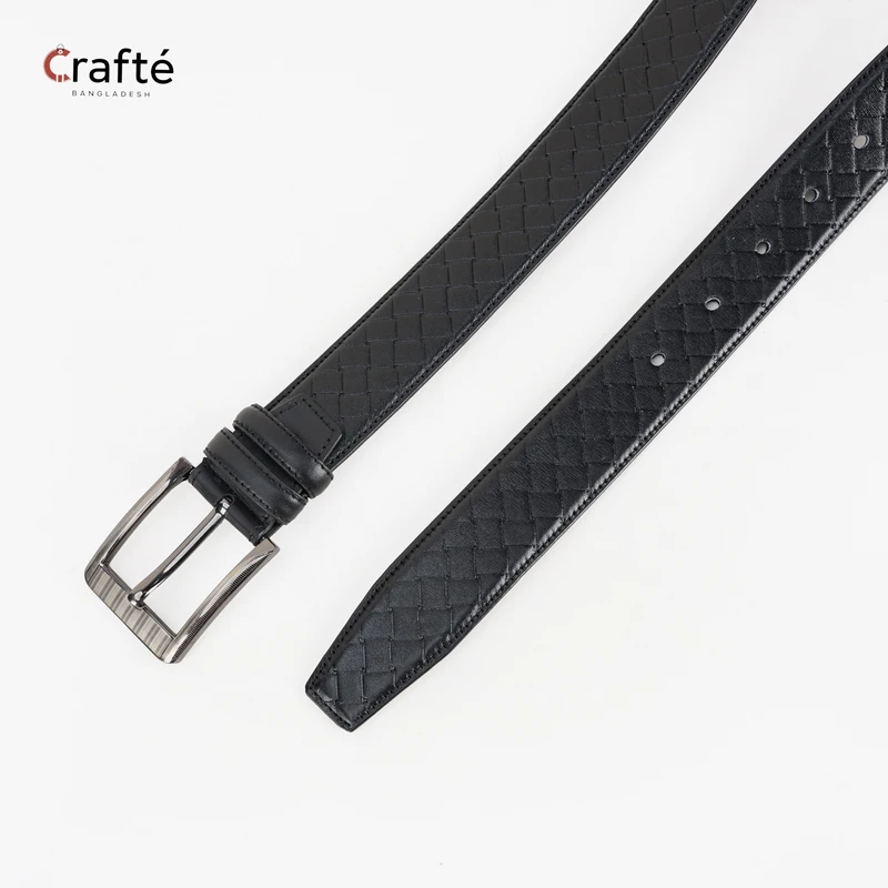 Axel Cross Line Pattern Belt | Black - Image 4