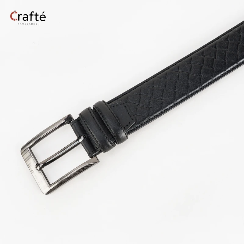 Axel Cross Line Pattern Belt | Black - Image 3