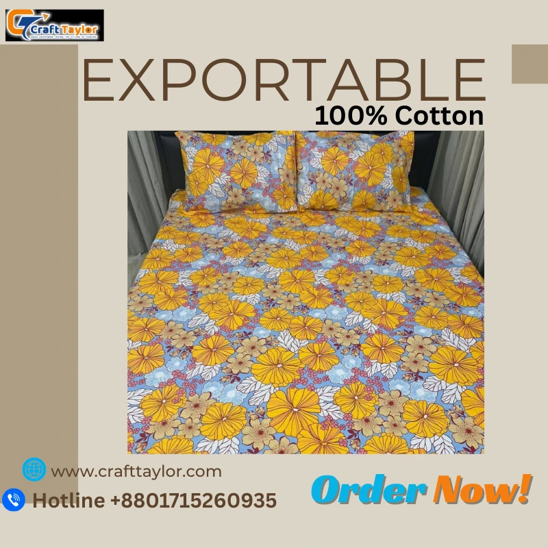 Exportable Cotton Bed Sheet without Side Pillow