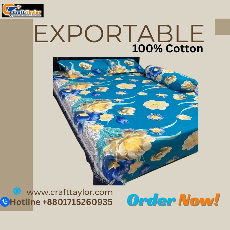 Exportable Cotton Bed Sheet without Side Pillow
