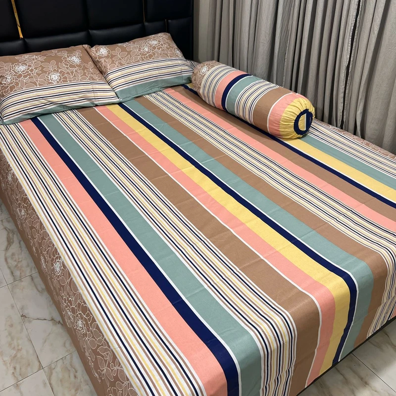 Exportable Cotton Bed Sheet with Side Pillow