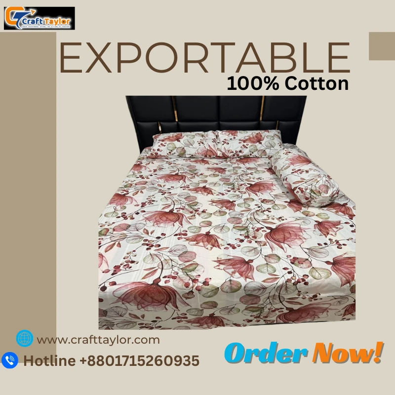 Exportable Cotton Bed Sheet without Side Pillow