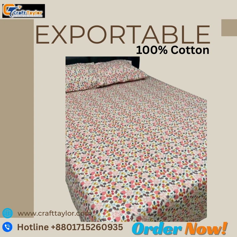 Exportable Cotton Bed Sheet without Side Pillow