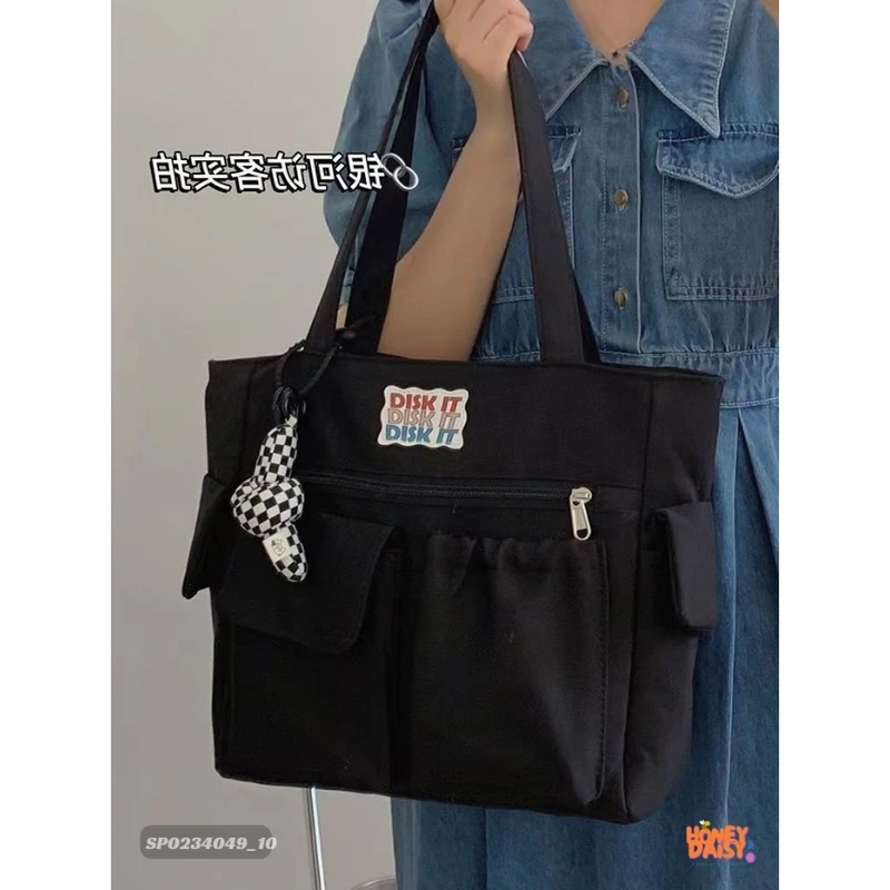 School Student Large Capacity Casual Single Shoulder Multifunctional Handbag with flower