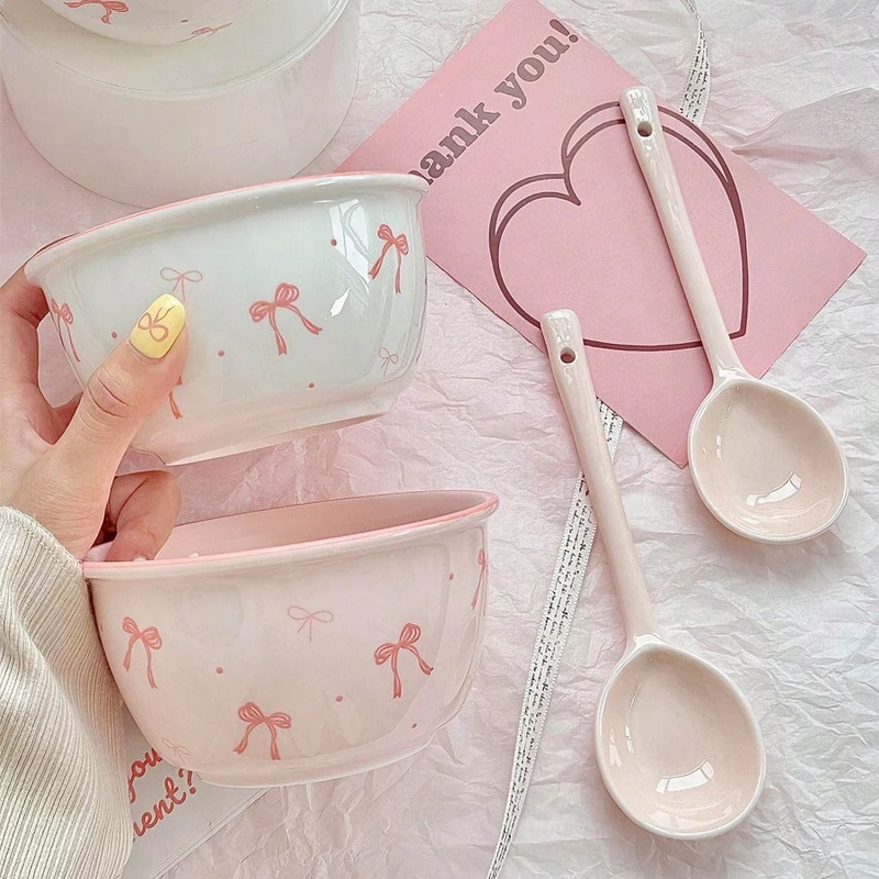 Pink & White Bow Ceramic Dinnerware