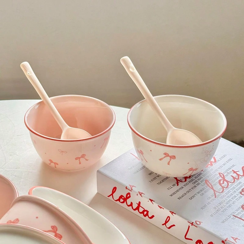 Pink & White Bow Ceramic Dinnerware - Thumbnail 4